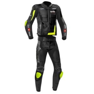 BLACK APRILIA MOTORCYCLE RACING LEATHER SUIT