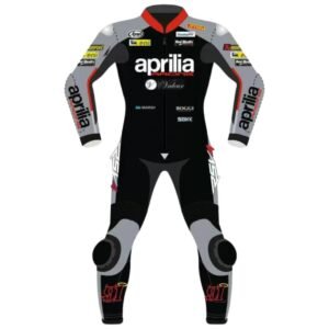 BLACK GRAY APRILIA 91 MOTORCYCLE RACING LEATHER SUIT