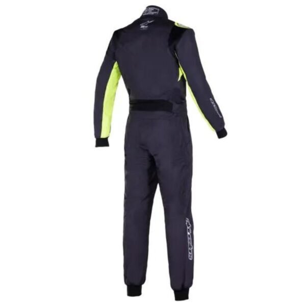 KMX 9 V2 S GRAPHIC KART SUIT IN BLACK AND FLURO YELLOW