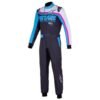 ALPINESTARS KMX 9 V2 S GRAPHIC KART SUIT IN BLACK, CYAN, AND FUCHSIA