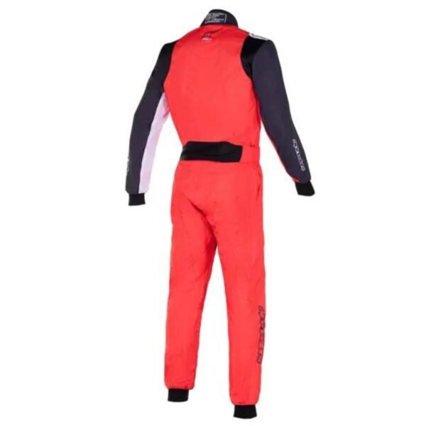 ALPINESTARS KMX 9 V2 S GRAPHIC KART SUIT IN RED, BLACK AND BRASS BROWN