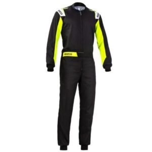 SPARCO ROOKIE KART SUIT IN BLACK AND FLURO YELLOW