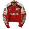 YAMAHA MOTORBIKE LEATHER JACKET IN RED