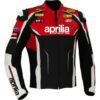 APRILIA BLACK RED MOTORCYCLE RACING LEATHER JACKET