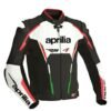 APRILIA BLACK WHITE MOTORCYCLE LEATHER JACKET