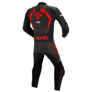 APRILIA MOTORCYCLE BLACK AND RED LEATHER SUIT