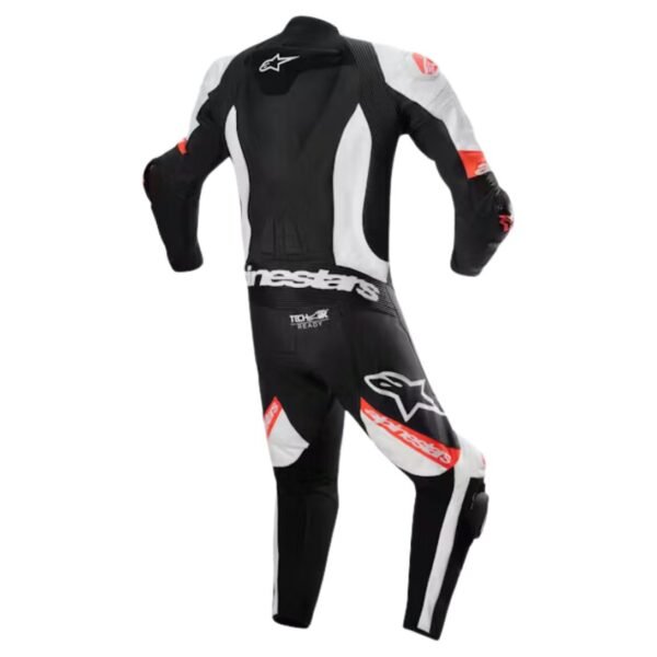 ALPINESTARS MISSILE V2 WARD 1 PC LEATHER MC LEATHER SUIT BLACK-WHITE-RED FLUO