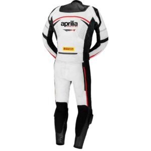 APRILIA MOTORCYCLE RACING WHITE LEATHER SUIT