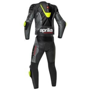 BLACK APRILIA MOTORCYCLE RACING LEATHER SUIT