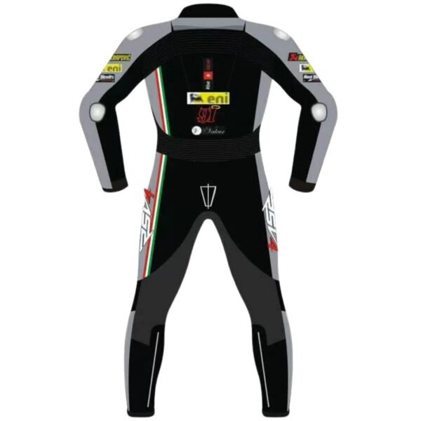 BLACK GRAY APRILIA 91 MOTORCYCLE RACING LEATHER SUIT