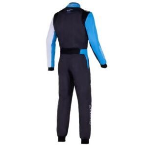 ALPINESTARS KMX 9 V2 S GRAPHIC KART SUIT IN BLACK, CYAN, AND FUCHSIA