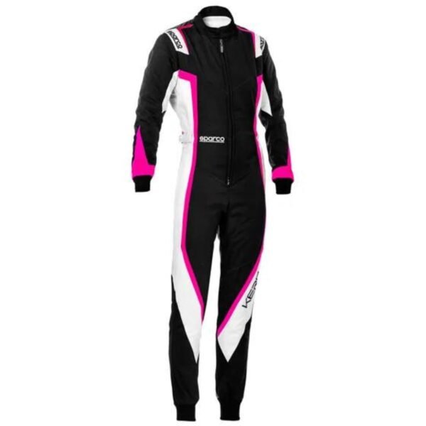 SPARCO KERB KART SUIT IN BLACK, WHITE AND MAGENTA