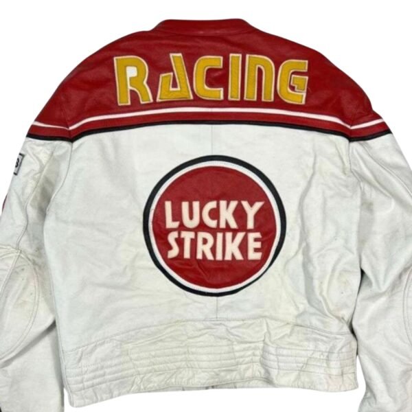 LUCKY STRIKE MOTOR BIKE JACKET IN HALF WHITE