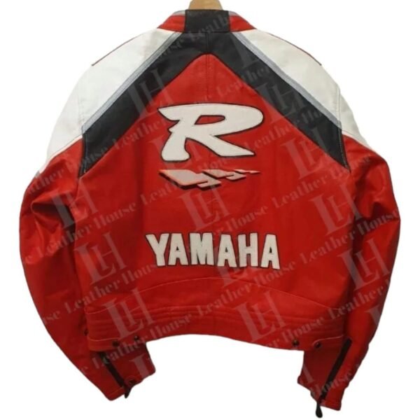 YAMAHA MOTORBIKE LEATHER JACKET IN RED