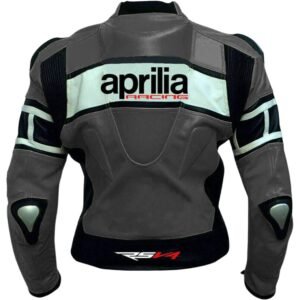 APRILIA MOTORCYCLE GRAY RACING LEATHER JACKET