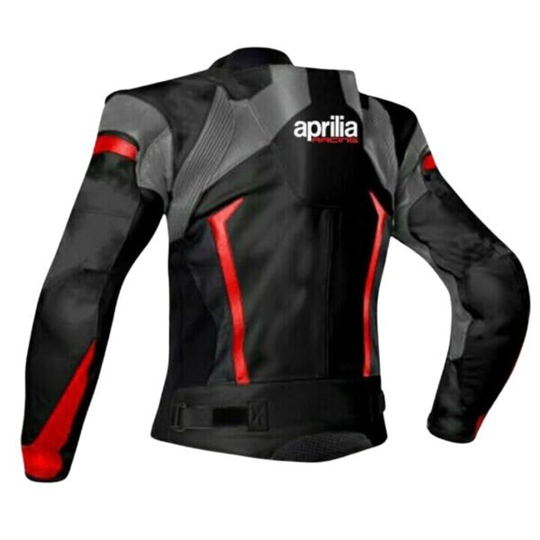 APRILIA BLACK MOTORCYCLE RACING LEATHER JACKET