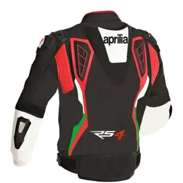 APRILIA BLACK WHITE MOTORCYCLE LEATHER JACKET