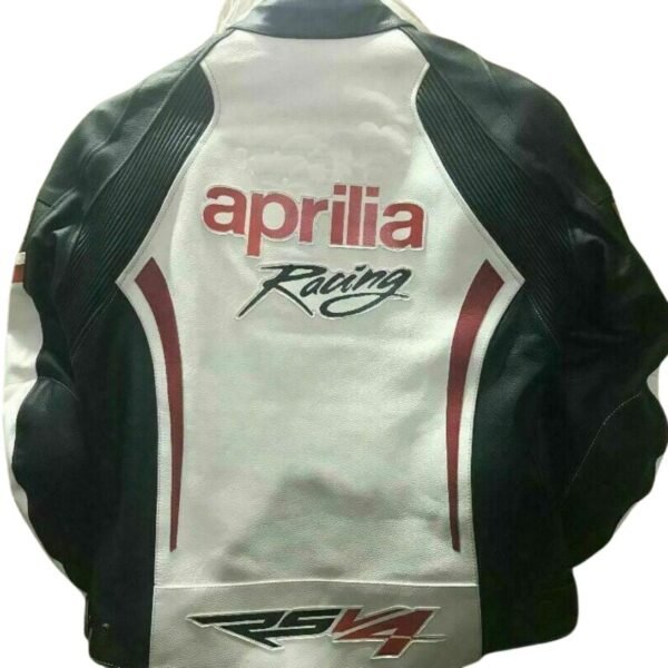 APRILIA WHITE MOTORBIKE RACING LEATHER CE APPROVED