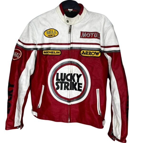 LUCKY STRIKE MOTOR CYCLE JACKET IN RED