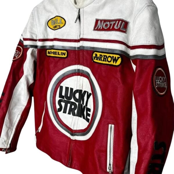 LUCKY STRIKE MOTOR CYCLE JACKET IN RED