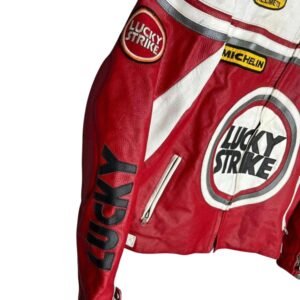 LUCKY STRIKE MOTOR CYCLE JACKET IN RED