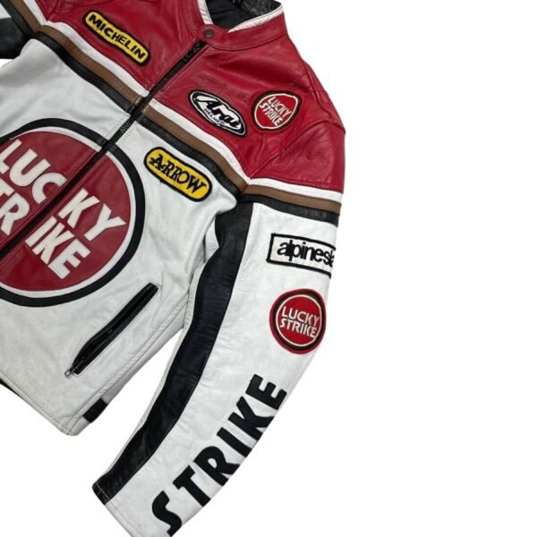 LUCKY STRIKE MOTOR BIKE JACKET IN HALF WHITE