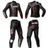 APRILIA MOTORCYCLE RACING BLACK AND RED LEATHER SUIT