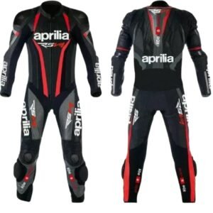 APRILIA RSV4 MOTORCYCLE BLACK LEATHER SUIT