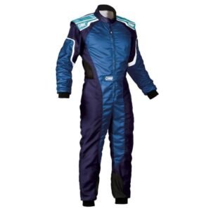 OMP KS 3 YOUTH KART RACING SUIT IN BLACK AND CYAN