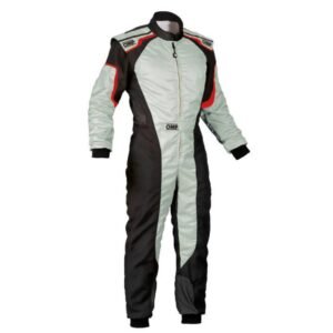 OMP KS 3 YOUTH KART RACING SUIT IN BLACK AND SILVER