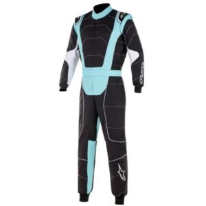 ALPINESTARS KMX 3 V2 KART RACING SUIT IN BLACK AND TURQUOISE