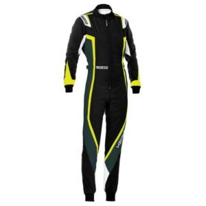 SPARCO KERB LADIES KART RACING SUIT IN BLACK, WHITE AND YELLOW