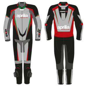 GRAY BLACK APRILIA MOTORCYCLE RACING LEATHER SUIT