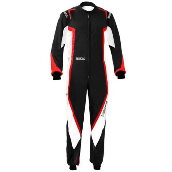 SPARCO KERB KART SUIT IN BLACK, WHITE AND RED