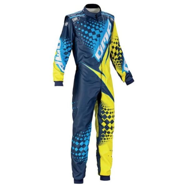 OMP KS-2R KART RACING SUIT IN BLUE AND YELLOW