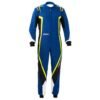 SPARCO KERB KART SUIT IN BLUE, BLACK AND FLURO YELLOW