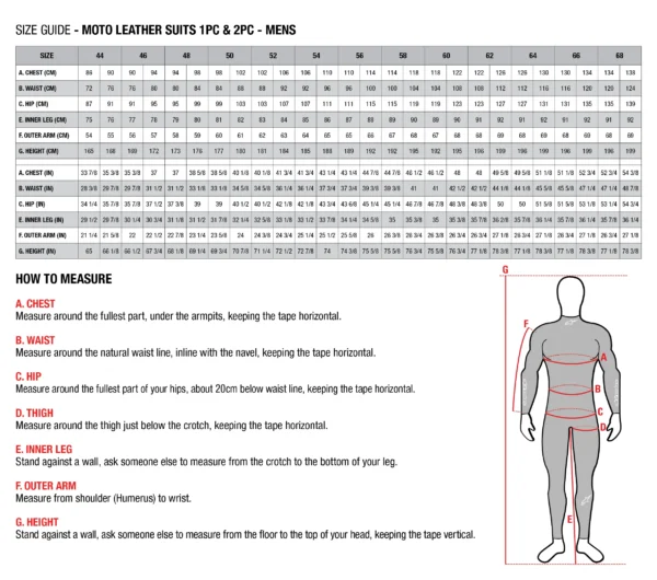 ALPINESTARS MOTOGP SUITS SIZE CHART