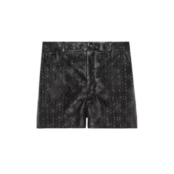 GUCCI GG EMBOSSED LEATHER SHORTS