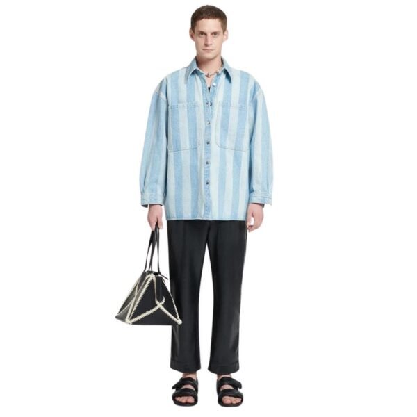 NANUSHKA BEAUX STRIPED DENIM LONG-SLEEVE SHIRT ECO LIGHT WASH - Image 4