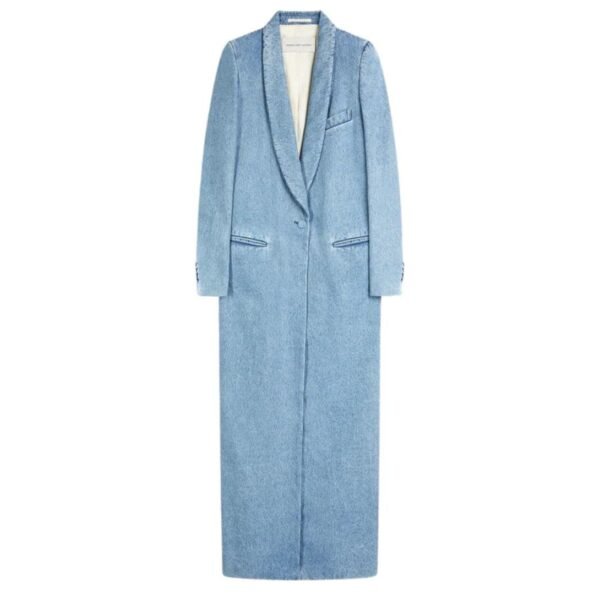 DRIES VAN NOTEN DENIM TUXEDO COAT LIGHT BLUE