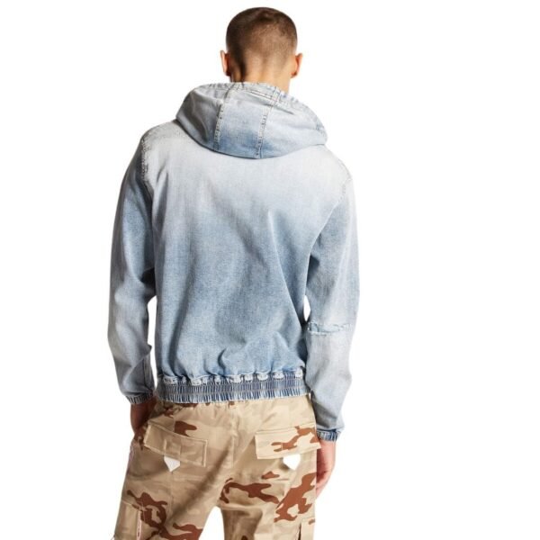 DSQUARED2 LIGHT SUPER SOFT WASH DENIM DIAMONDS HOODIE JACKET - Image 3