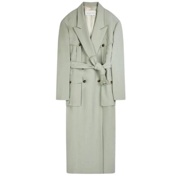 DRIES VAN NOTEN OVERSIZED BELTED COAT CEMENT