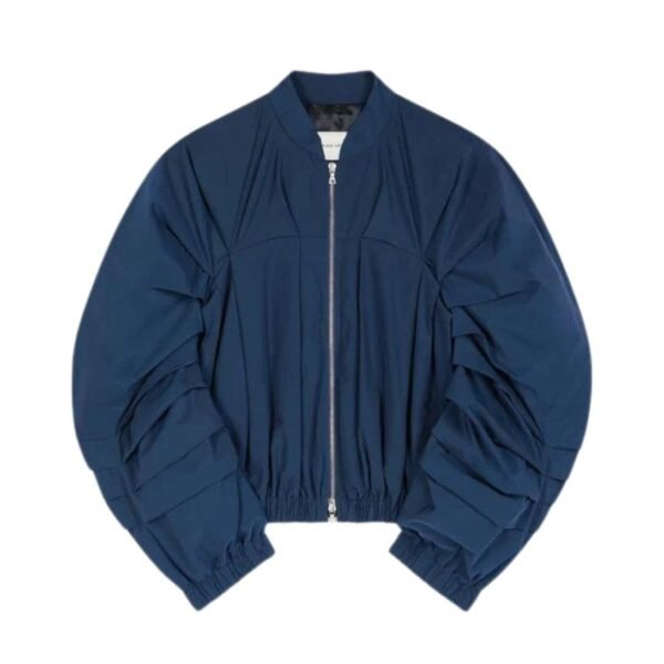 DRIES VAN NOTEN RUFFLED BOMBER NAVY