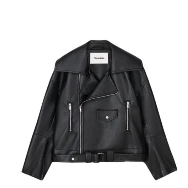 NANUSHKA BERTI REGENERATED LEATHER JACKET BLACK - Image 2