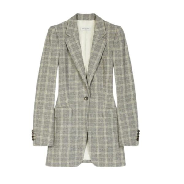 DRIES VAN NOTEN CHECKED FITTED BLAZER DESSIN A