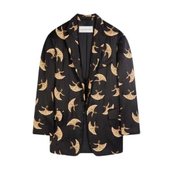 DRIES VAN NOTEN QUILTED SILK BLAZER BLACK