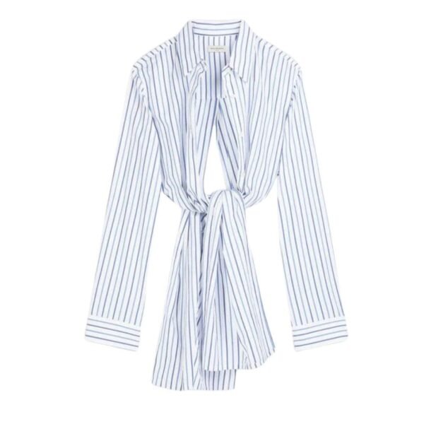 DRIES VAN NOTEN KNOTTED COTTON SHIRT LIGHT BLUE