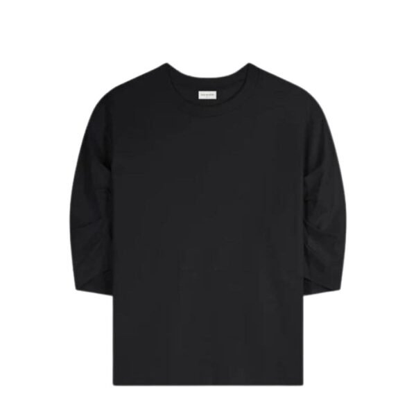 DRIES VAN NOTEN DRAPED SLEEVE TEE BLACK - Image 2