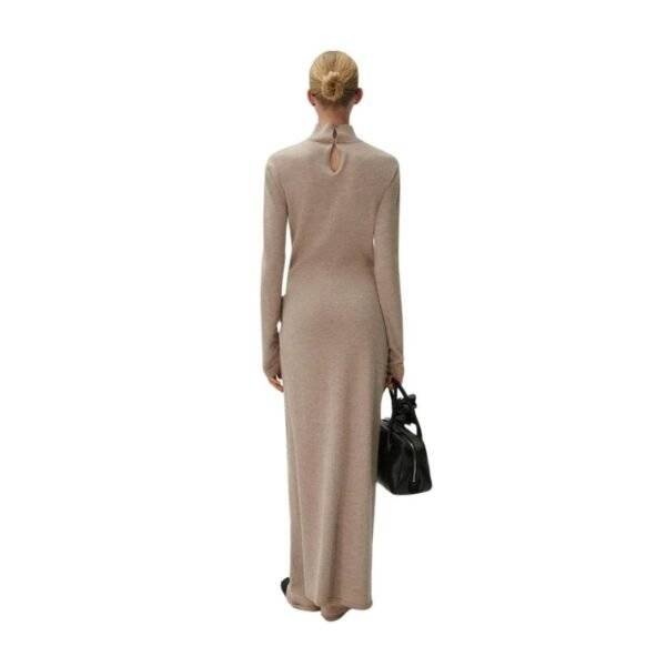 MAGDA BUTRYM HIGH NECK KNIT MAXI DRESS IN BEIGE - Image 4