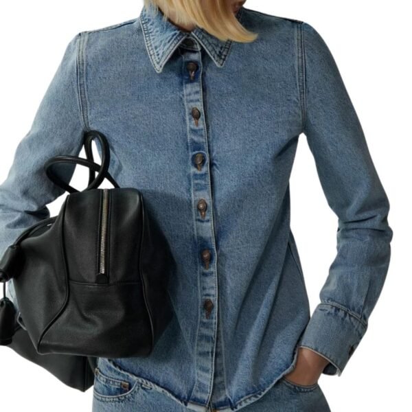 MAGDA BUTRYM FITTED DENIM SHIRT IN FADED BLUE - Image 3